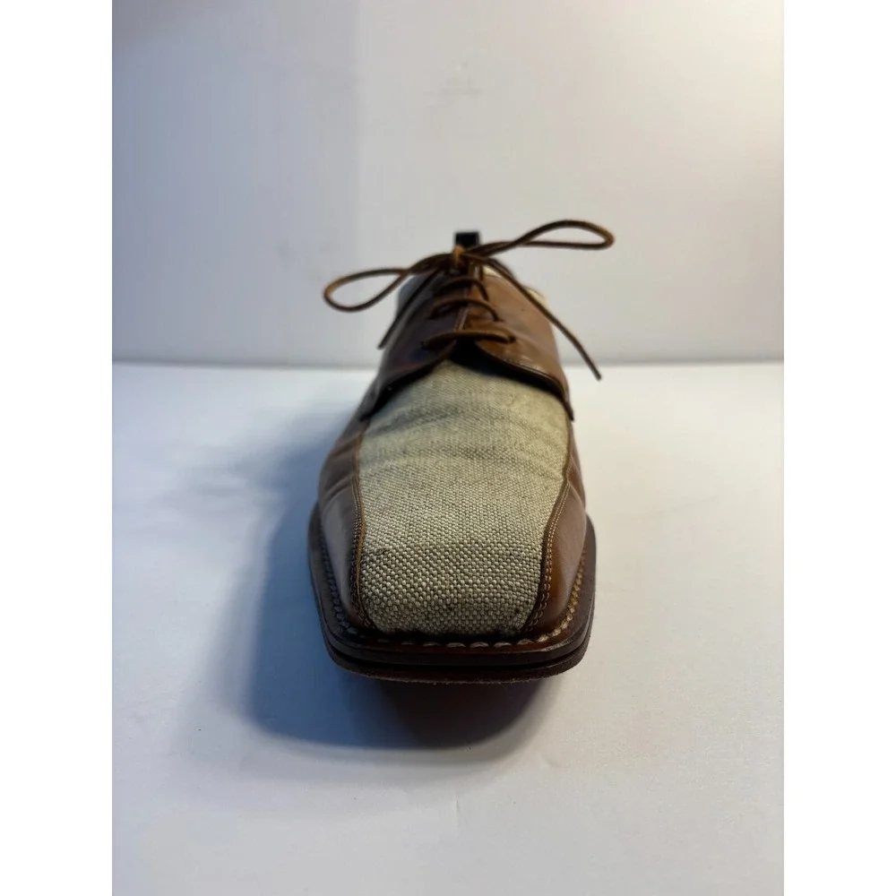 Bachrach Oxford Dress Shoes Men's US‎ 10M Brown Tan Leather Square Toe Lace Up